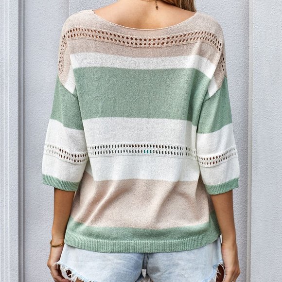 Autumn Colors Long Sleeve Loose Casual Knit Top - Picture 6 of 14